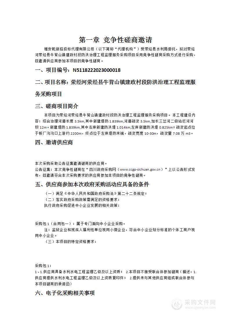 荥经河荥经县牛背山镇建政村段防洪治理工程监理服务采购项目