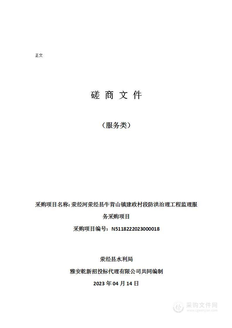 荥经河荥经县牛背山镇建政村段防洪治理工程监理服务采购项目