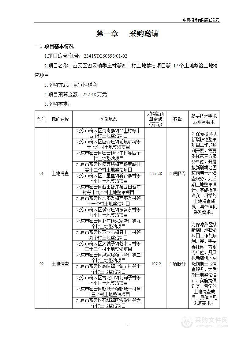 （密云分局）区财政项目－密云区密云镇季庄村等四个村土地整治项目等17个土地整治土地清查项目