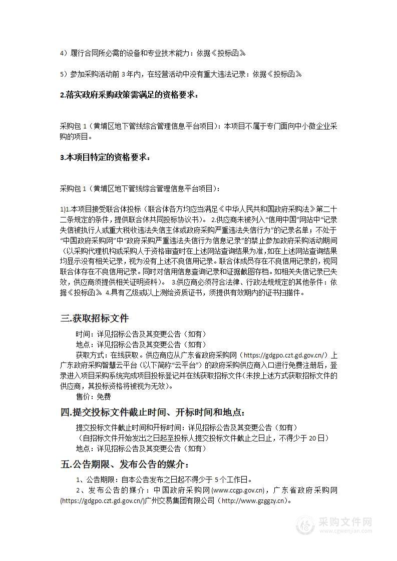 广州开发区市政设施管理中心黄埔区地下管线综合管理信息平台项目