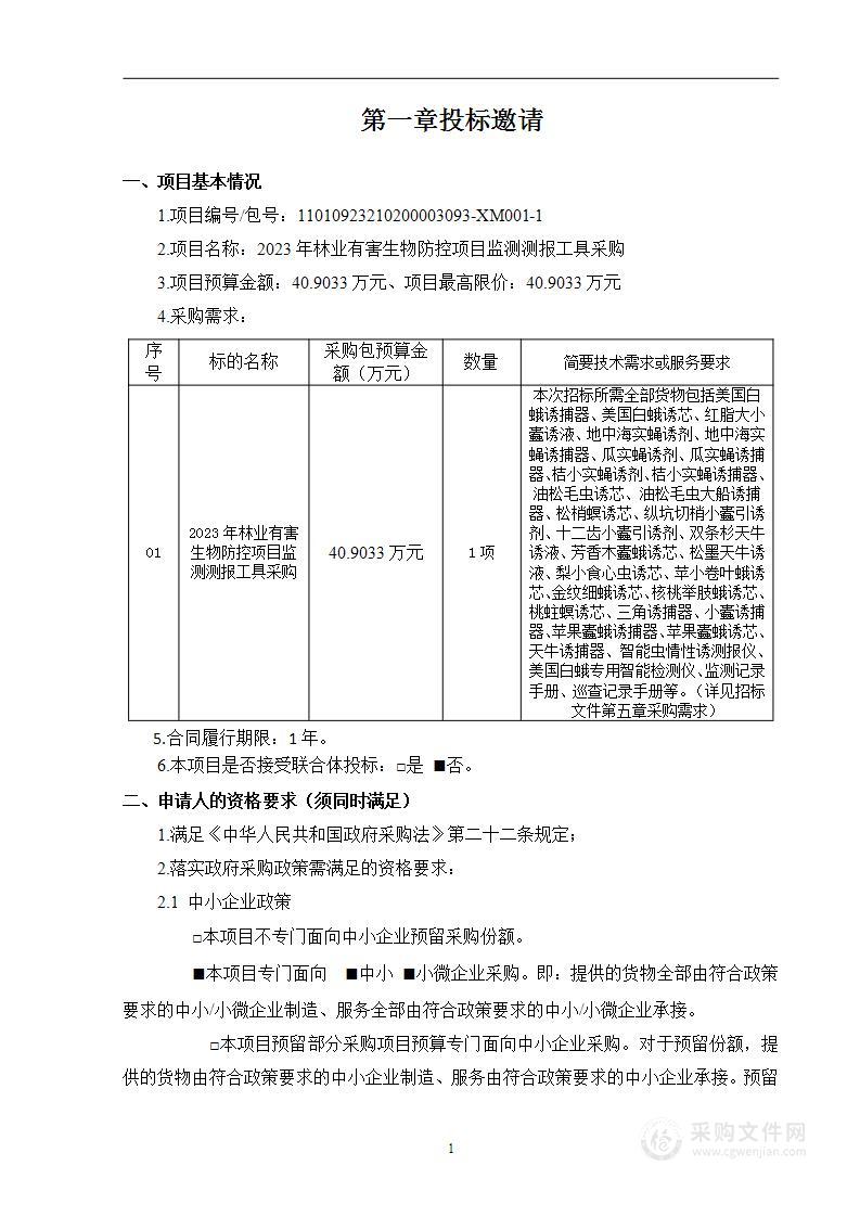 2023年林业有害生物防控项目（二）