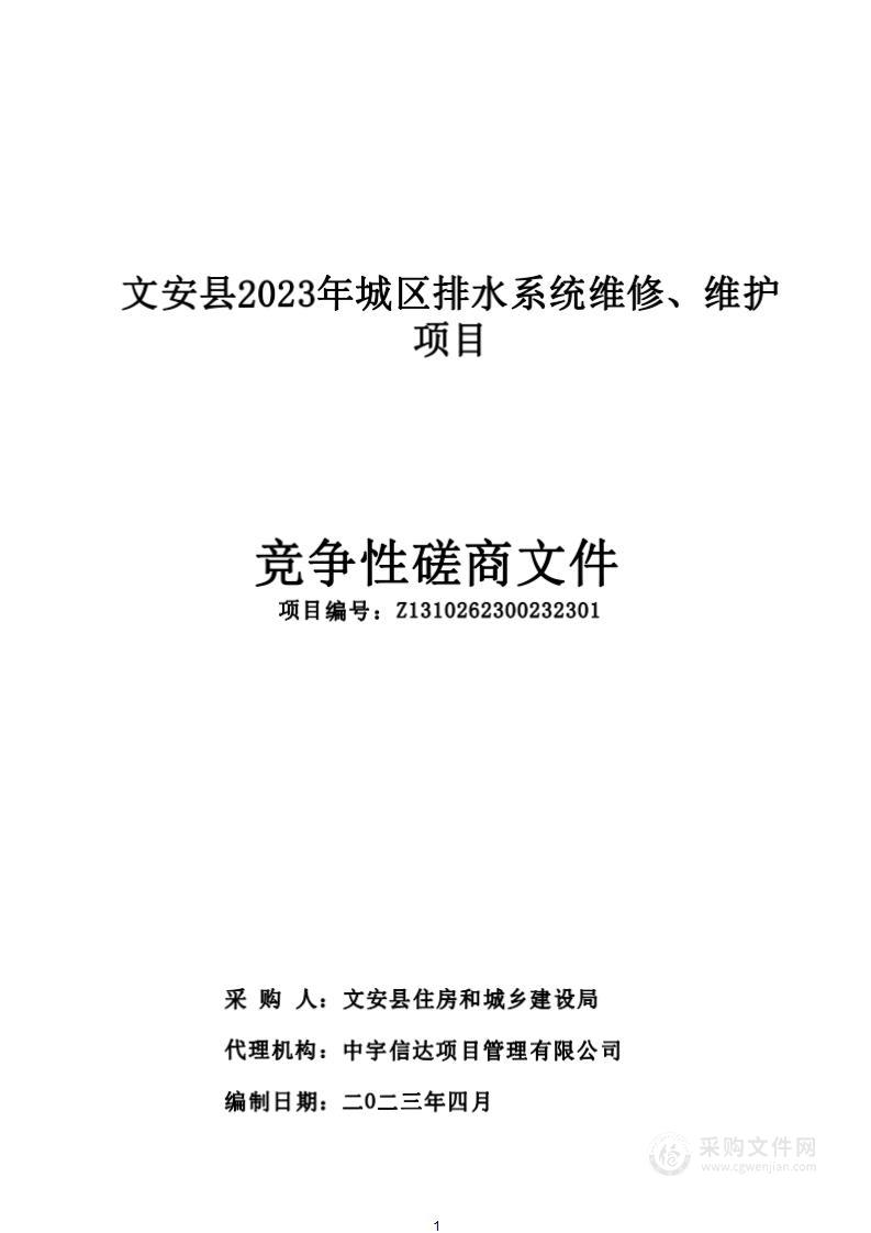 文安县2023年城区排水系统维修、维护项目