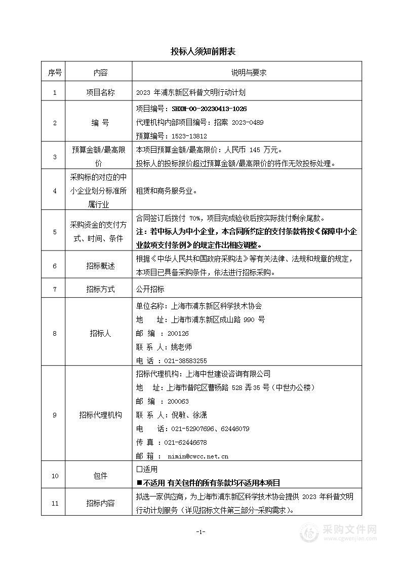 2023年浦东新区科普文明行动计划