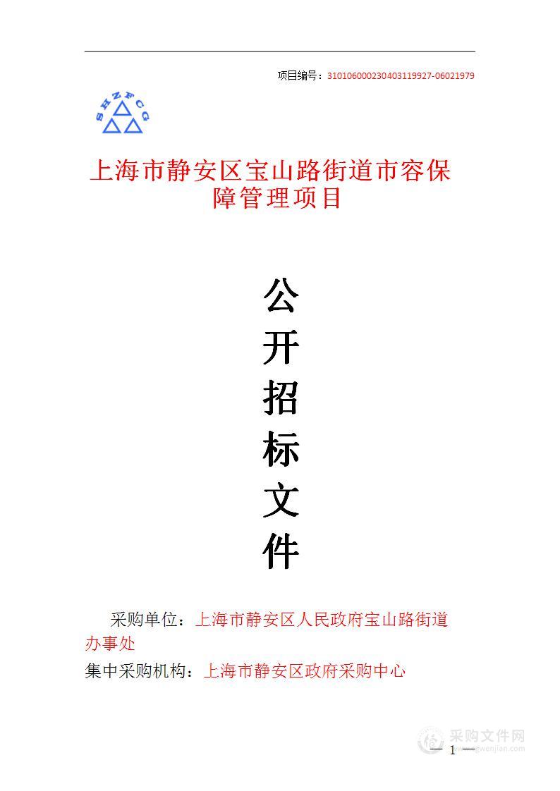 上海市静安区宝山路街道市容保障管理项目