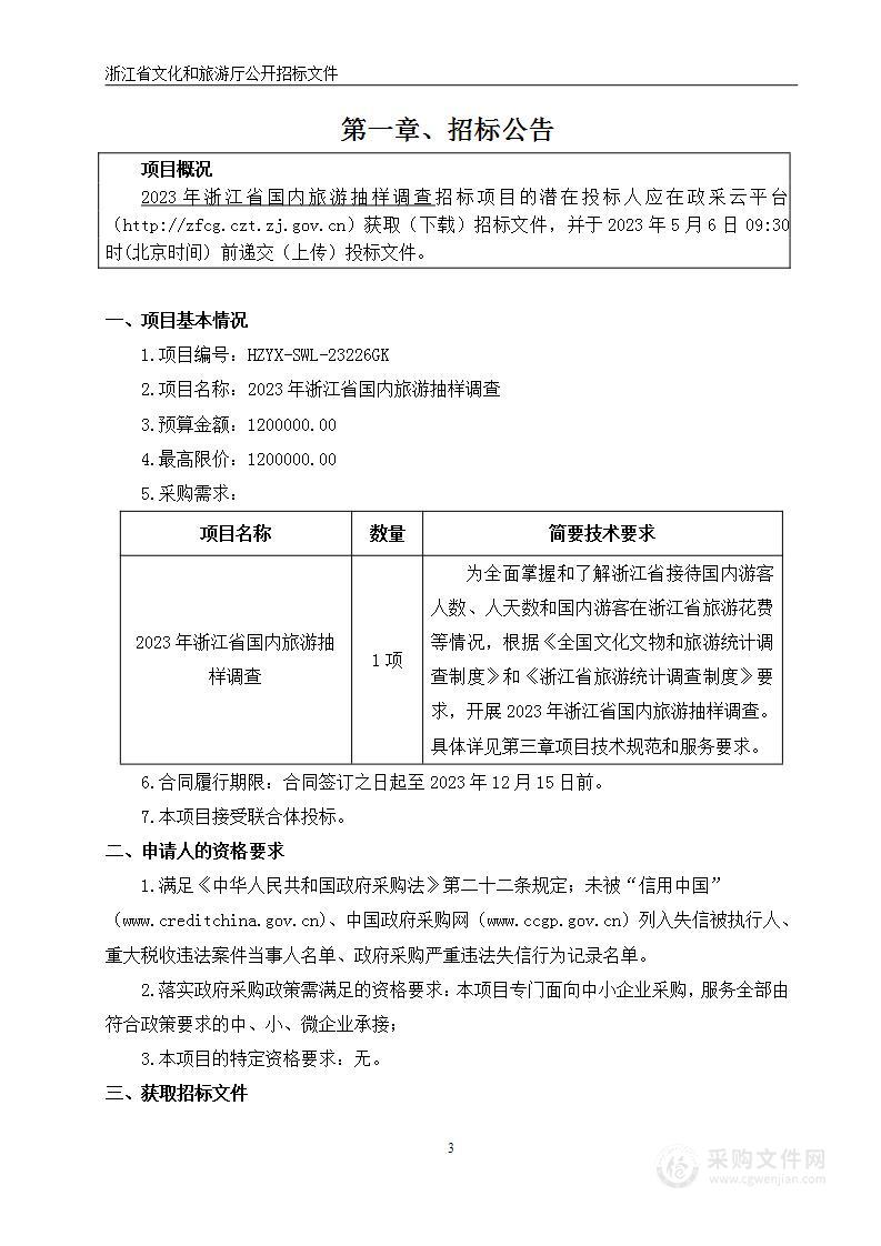 2023年浙江省国内旅游抽样调查