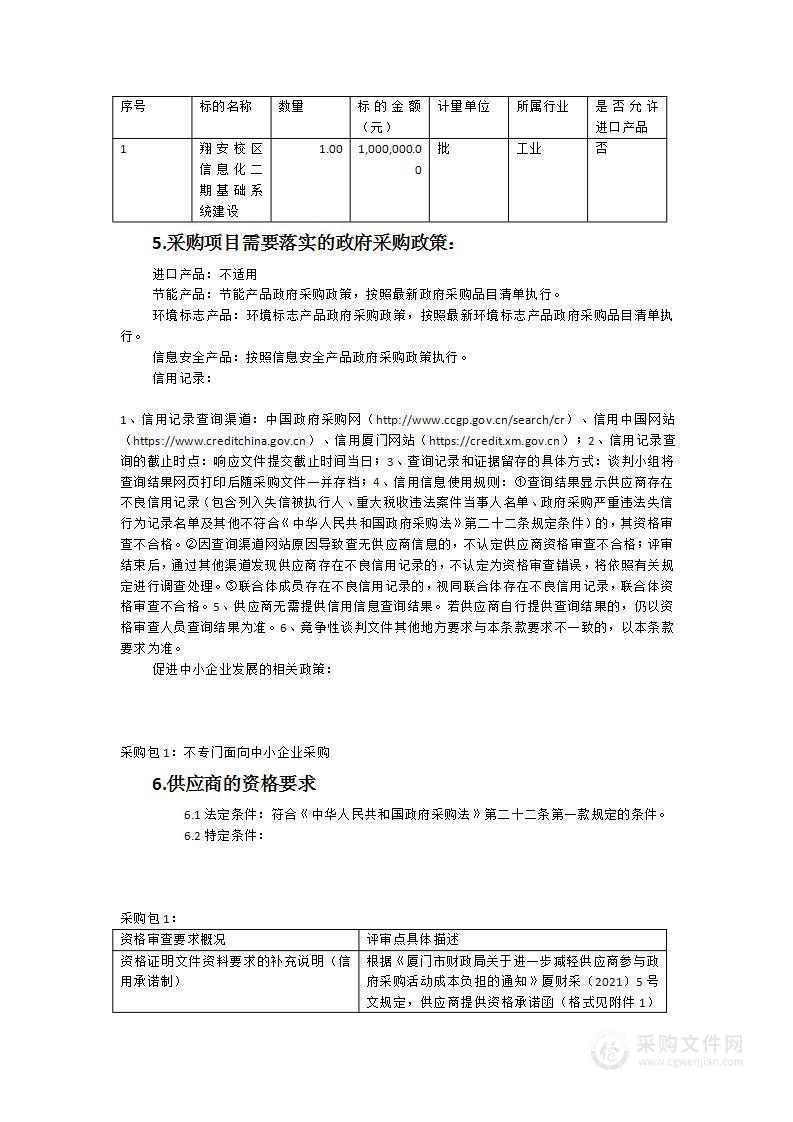 翔安校区信息化二期基础系统建设