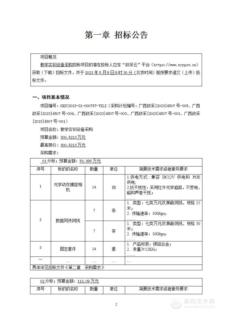 教学实训设备采购