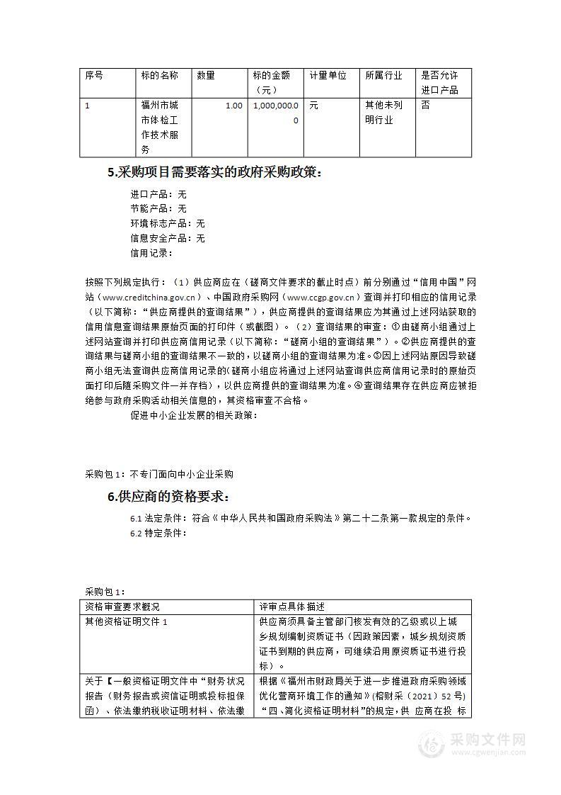 2023年福州市城市体检工作技术服务项目