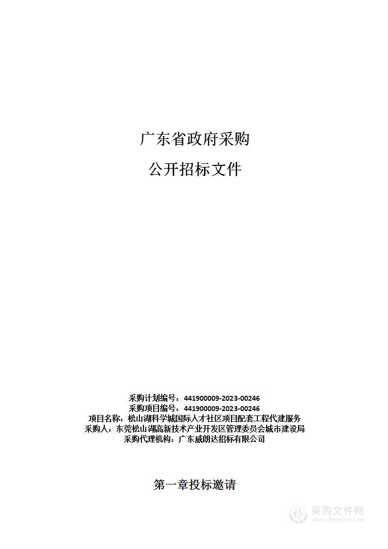 松山湖科学城国际人才社区项目配套工程代建服务