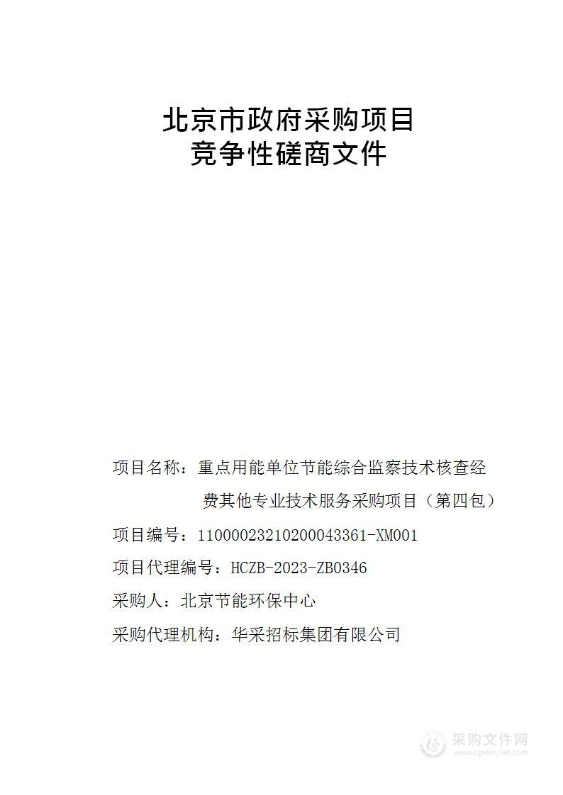 重点用能单位节能综合监察技术核查经费其他专业技术服务采购项目（第四包）