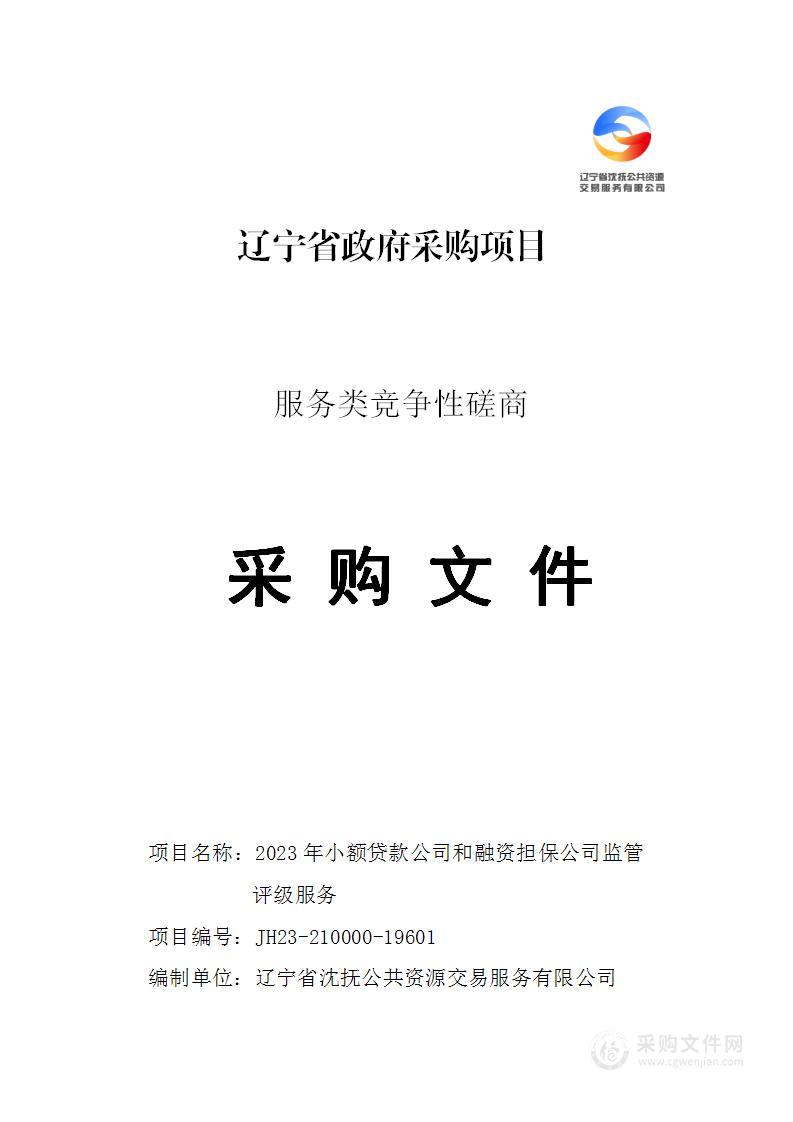 2023年小额贷款公司和融资担保公司监管评级服务