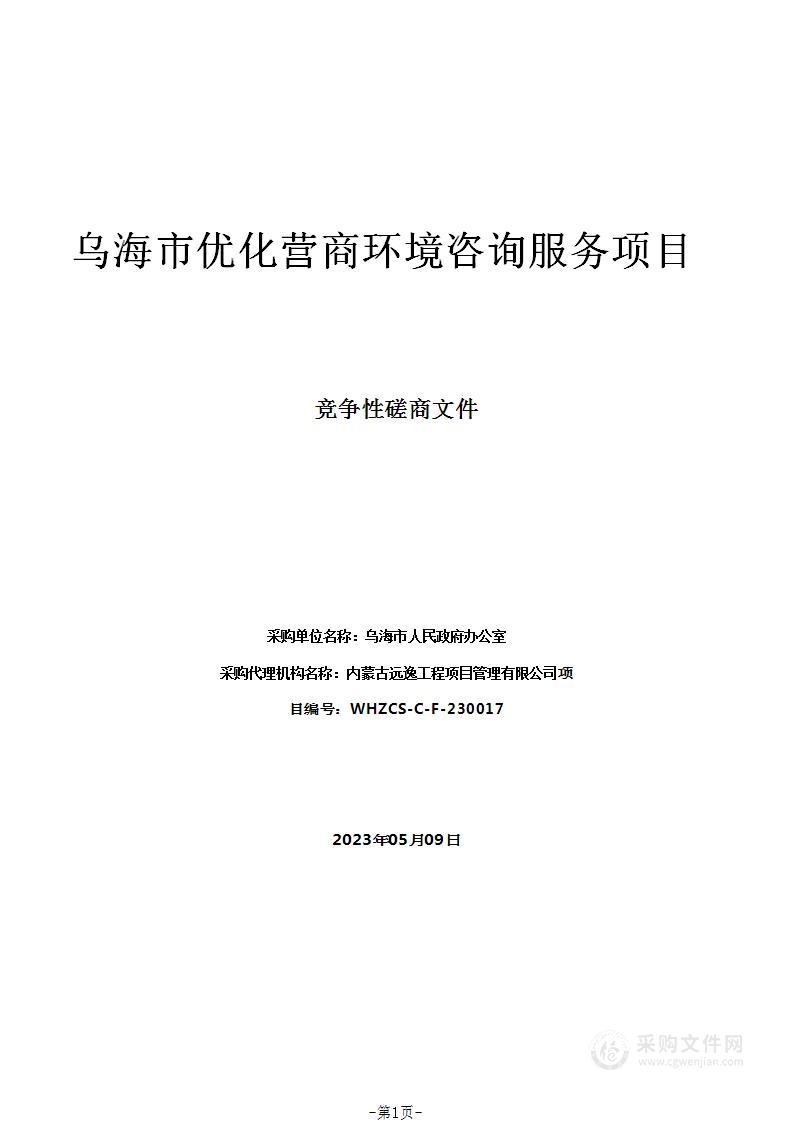 乌海市优化营商环境咨询服务项目