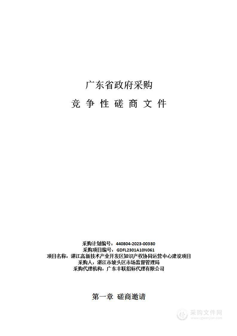 湛江高新技术产业开发区知识产权协同运营中心建设项目