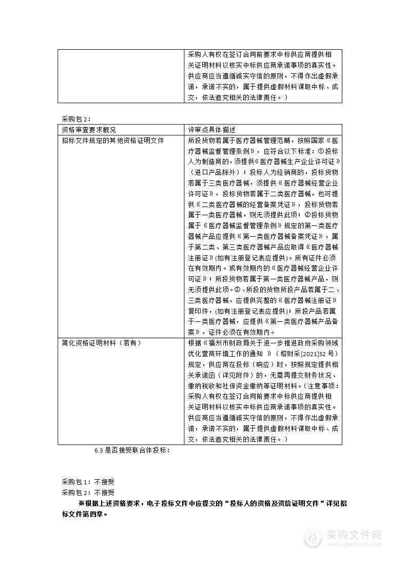 福建省福清市医院医疗设备采购项目二十三