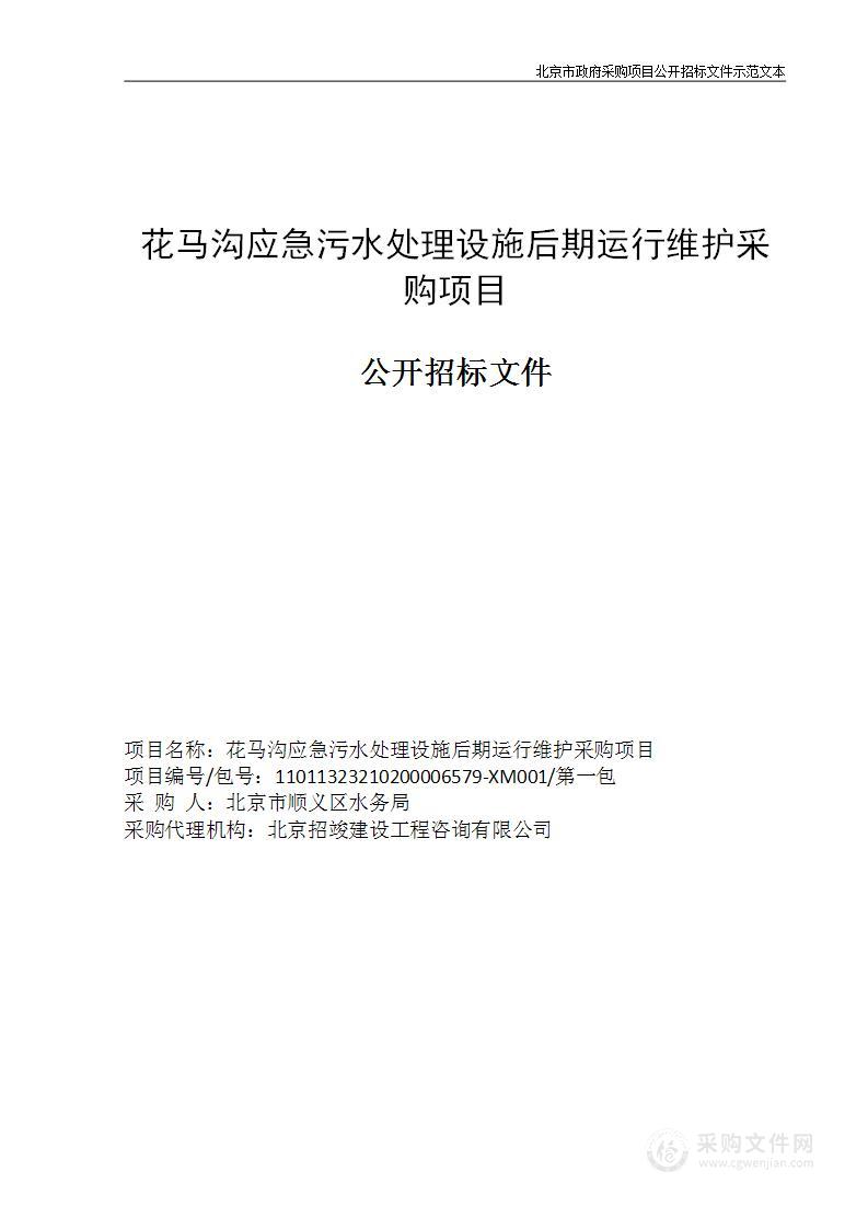 花马沟应急污水处理设施后期运行维护项目