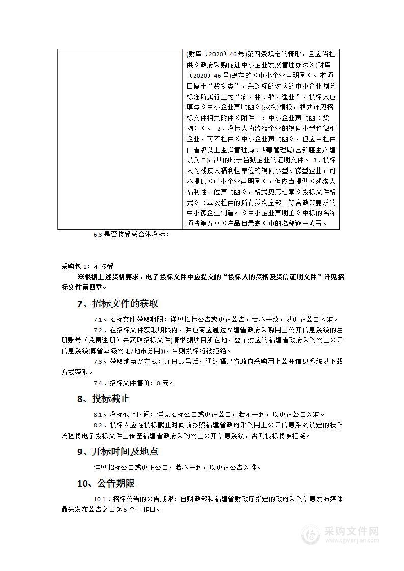 福建省龙岩监狱冻品采购项目