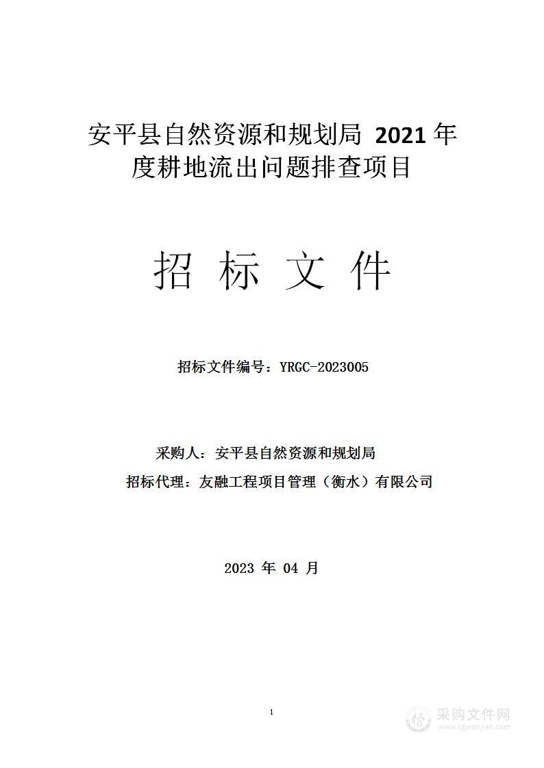 安平县自然资源和规划局2021年度耕地流出问题排查项目