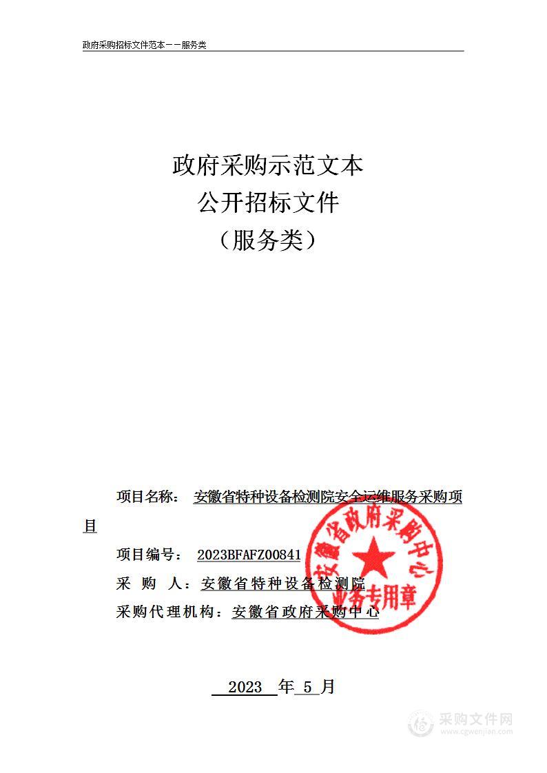 安徽省特种设备检测院安全运维服务采购项目