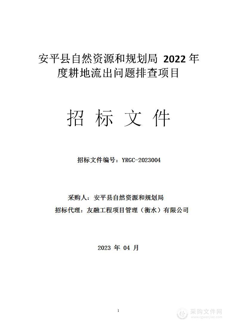 安平县自然资源和规划局2022年度耕地流出问题排查项目