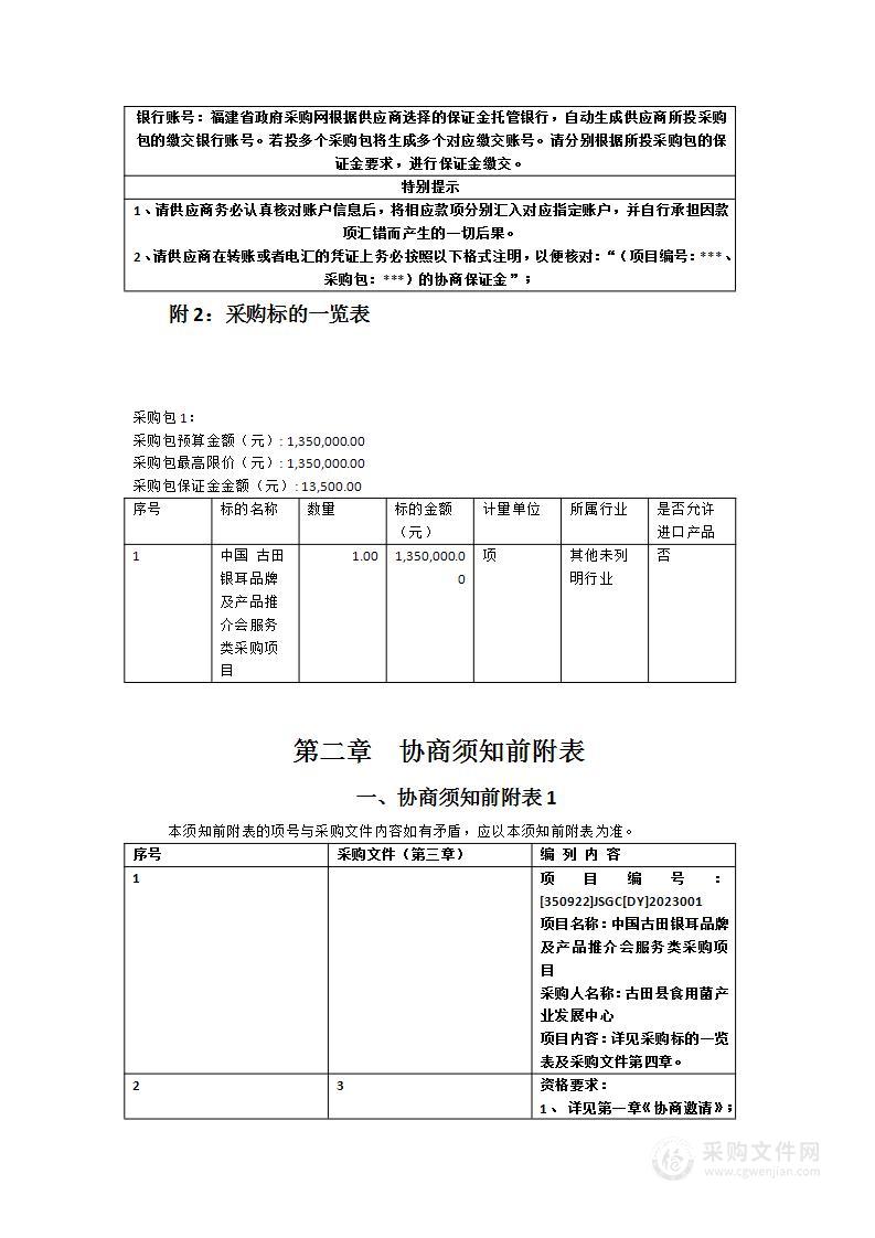 中国古田银耳品牌及产品推介会服务类采购项目