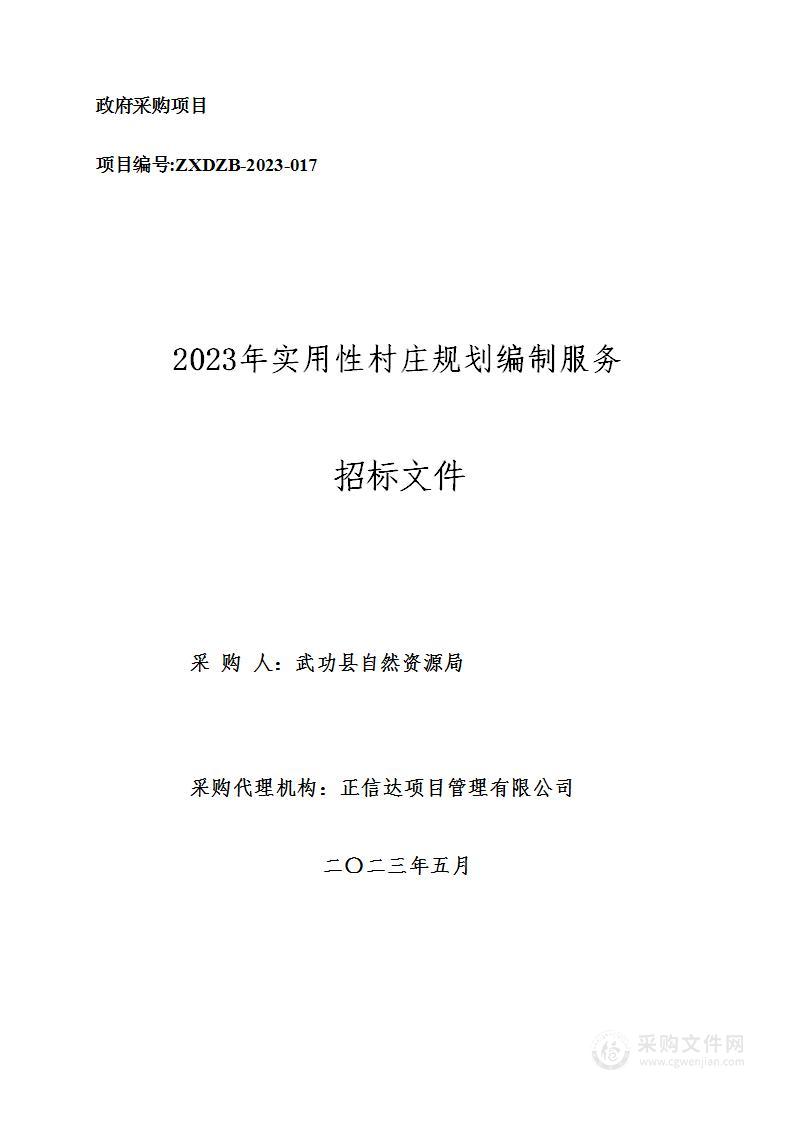 武功县自然资源局2023年实用性村庄规划编制服务采购项目