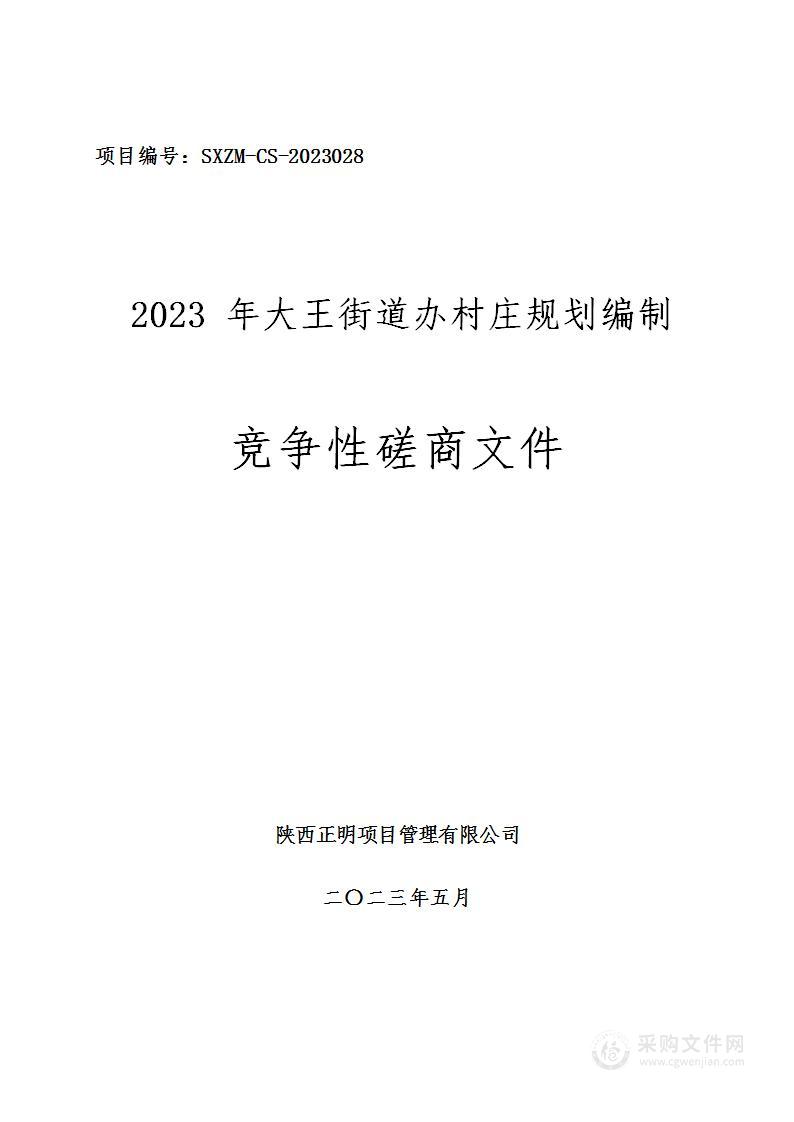 2023年大王街道办村庄规划编制