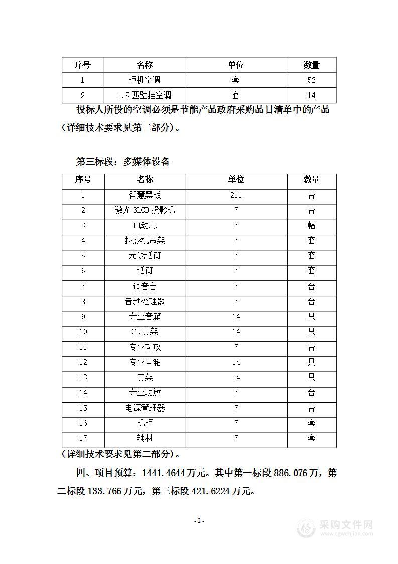 南阳市第一中学校新校区配套设施设备项目