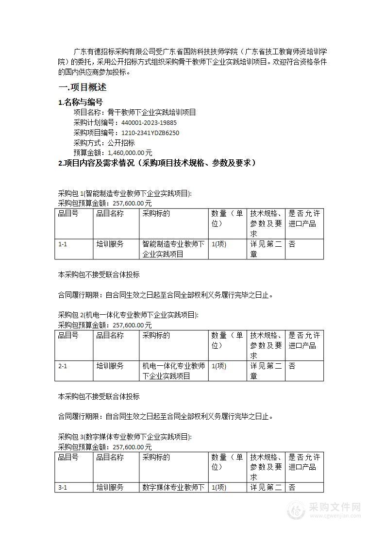 骨干教师下企业实践培训项目