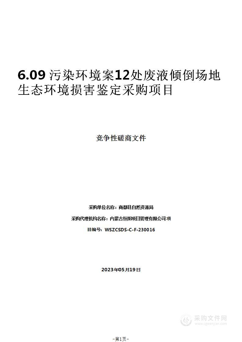 6.09污染环境案12处废液倾倒场地生态环境损害鉴定采购项目