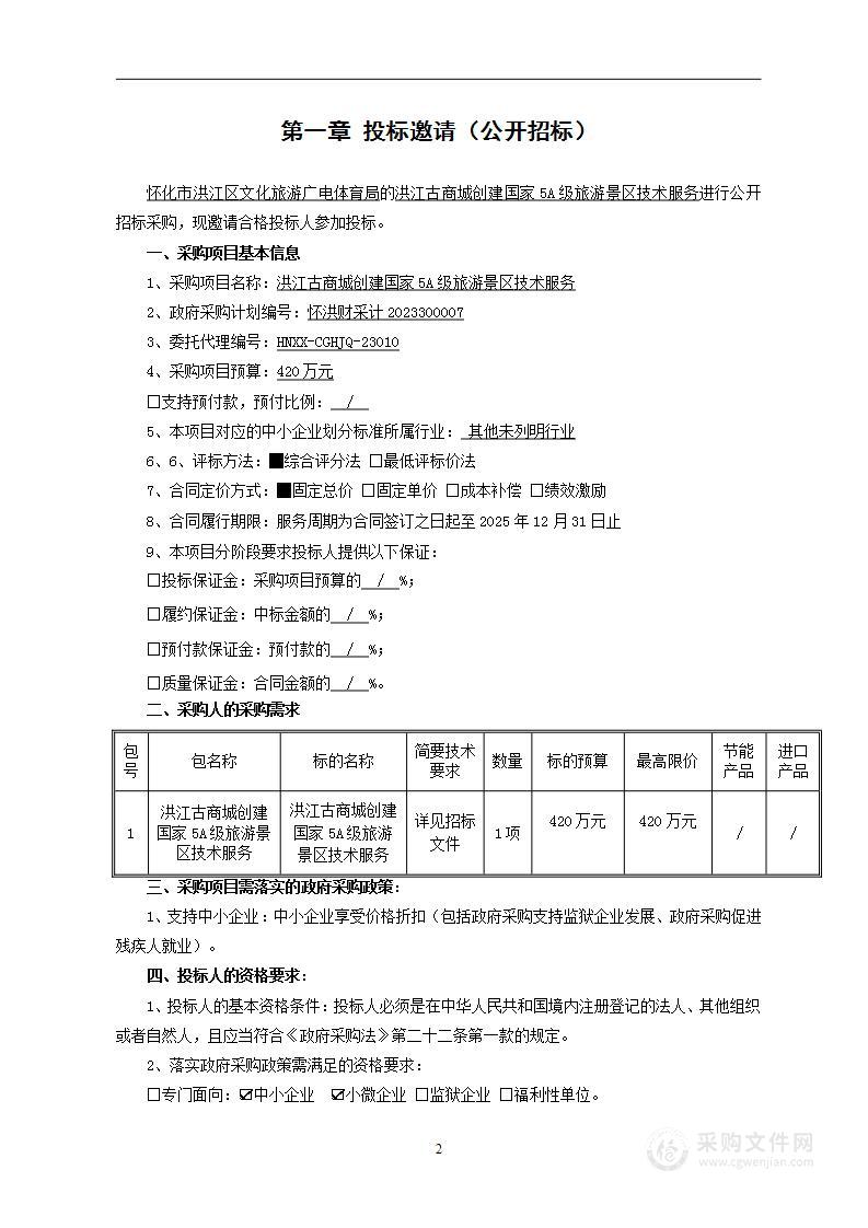 洪江古商城创建国家5A级旅游景区技术服务项目