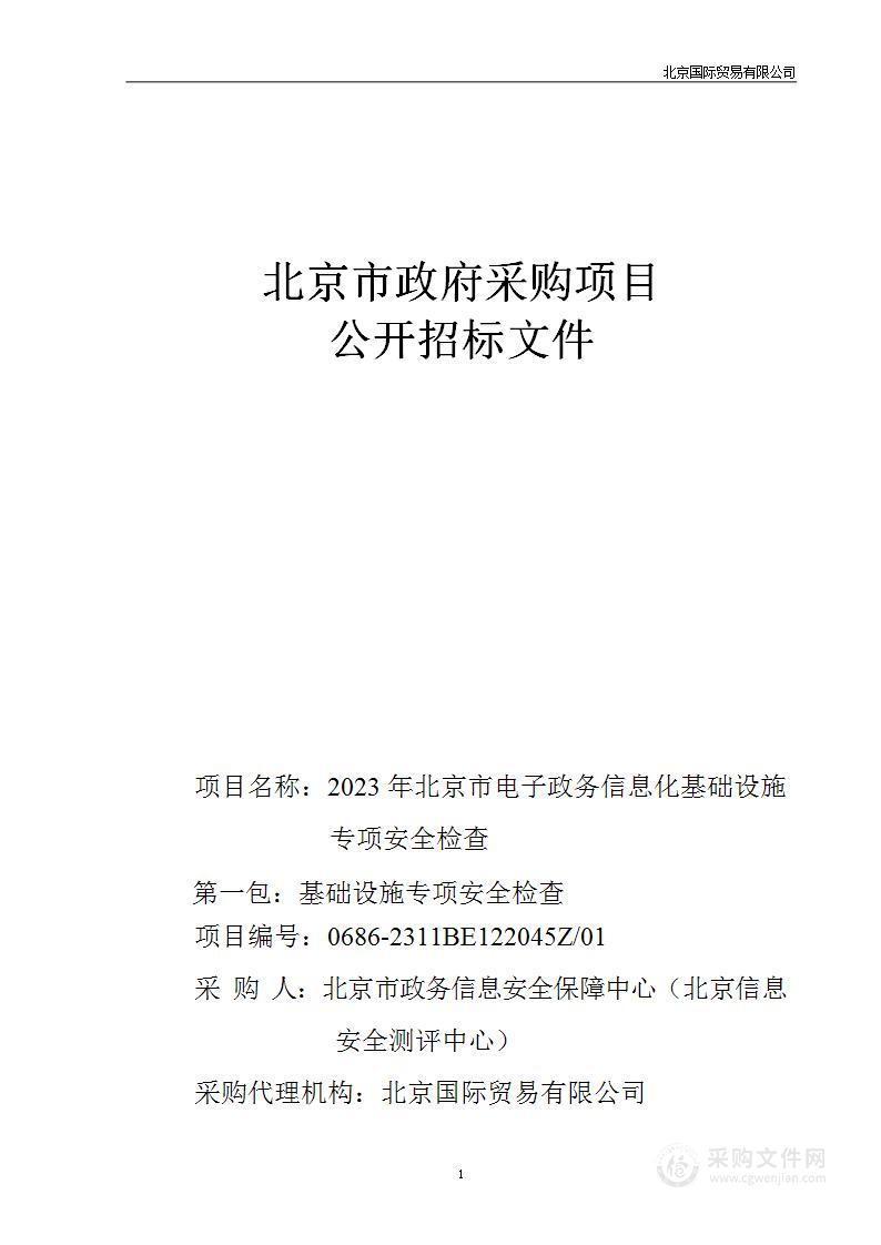 2023年北京市电子政务信息化基础设施专项安全检查