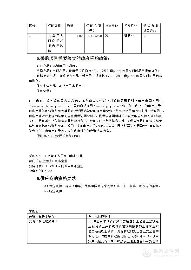 礼堂三楼西侧学术报告厅改造