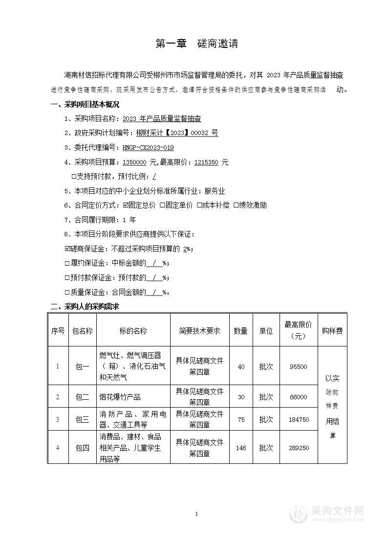 2023年产品质量监督抽查