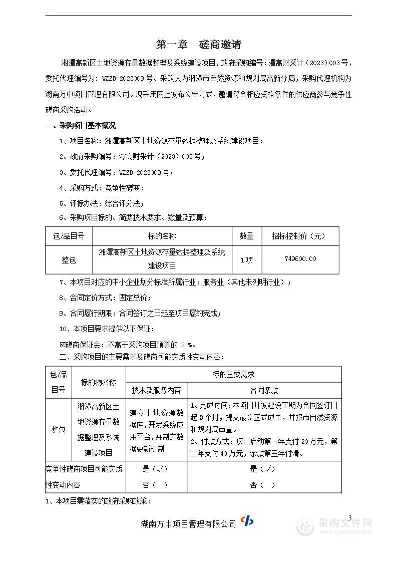 湘潭高新区土地资源存量数据整理及系统建设项目