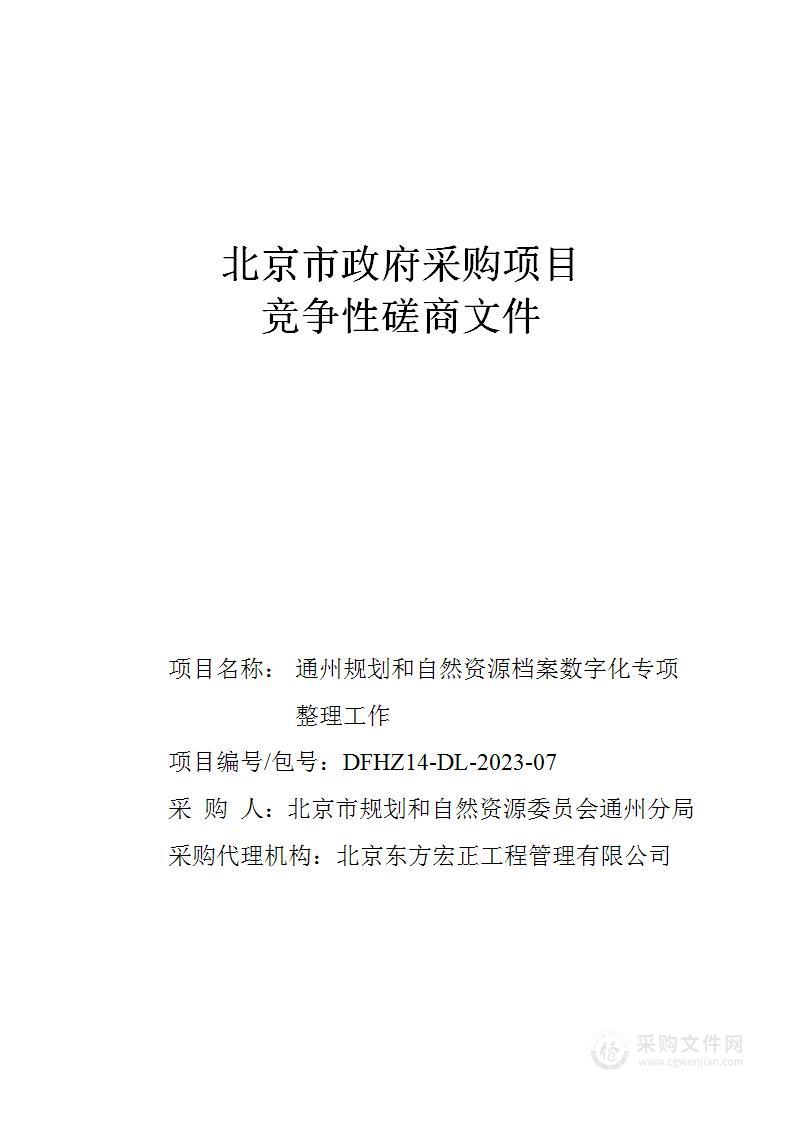 通州规划和自然资源档案数字化专项整理工作其他服务采购项目