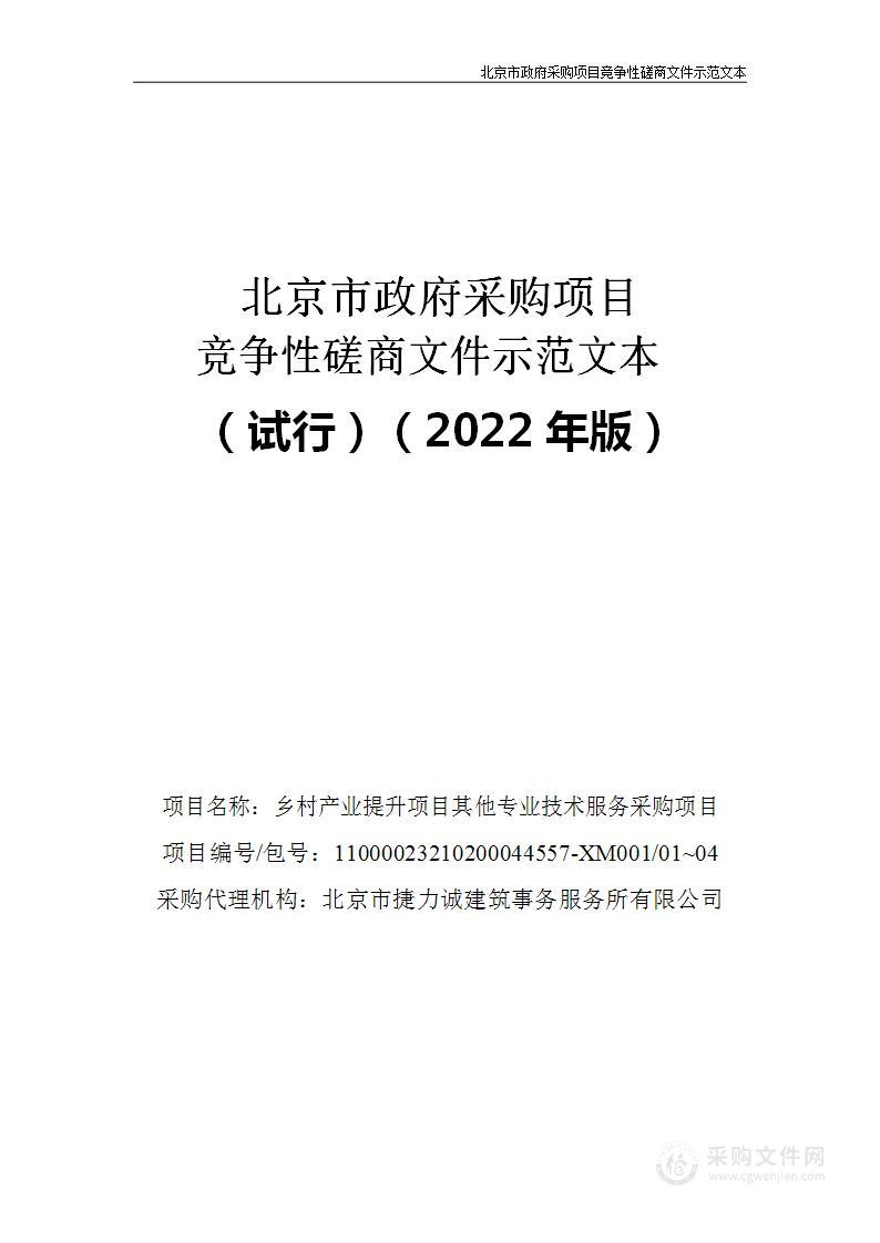 乡村产业提升项目其他专业技术服务采购项目