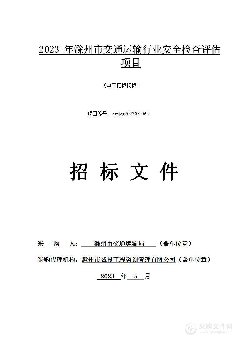 2023年滁州市交通运输行业安全检查评估项目