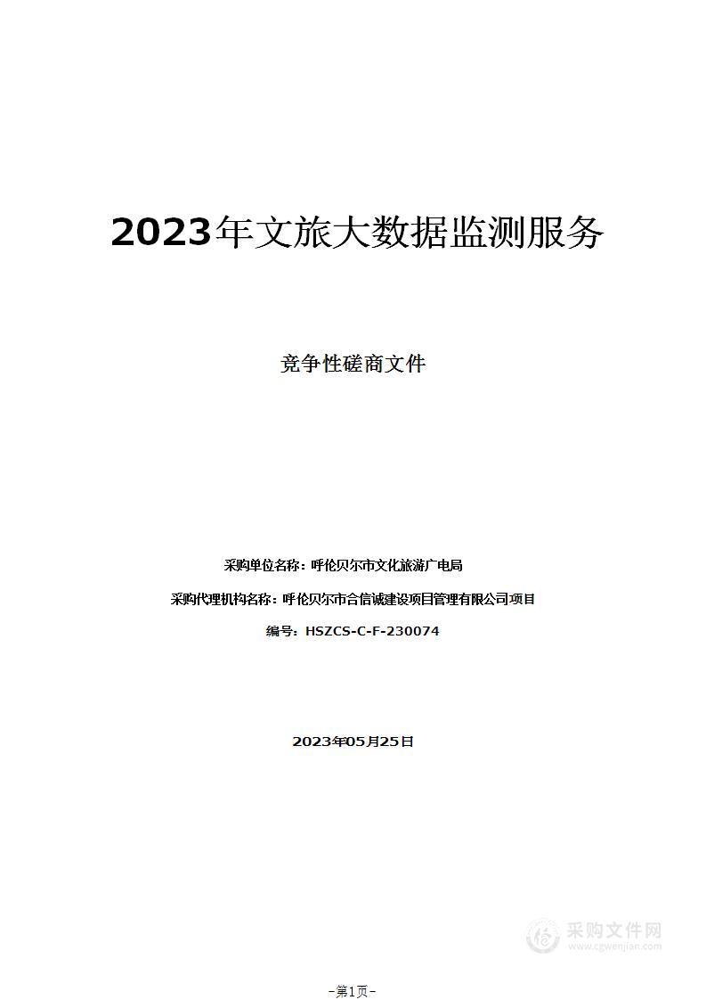 2023年文旅大数据监测服务