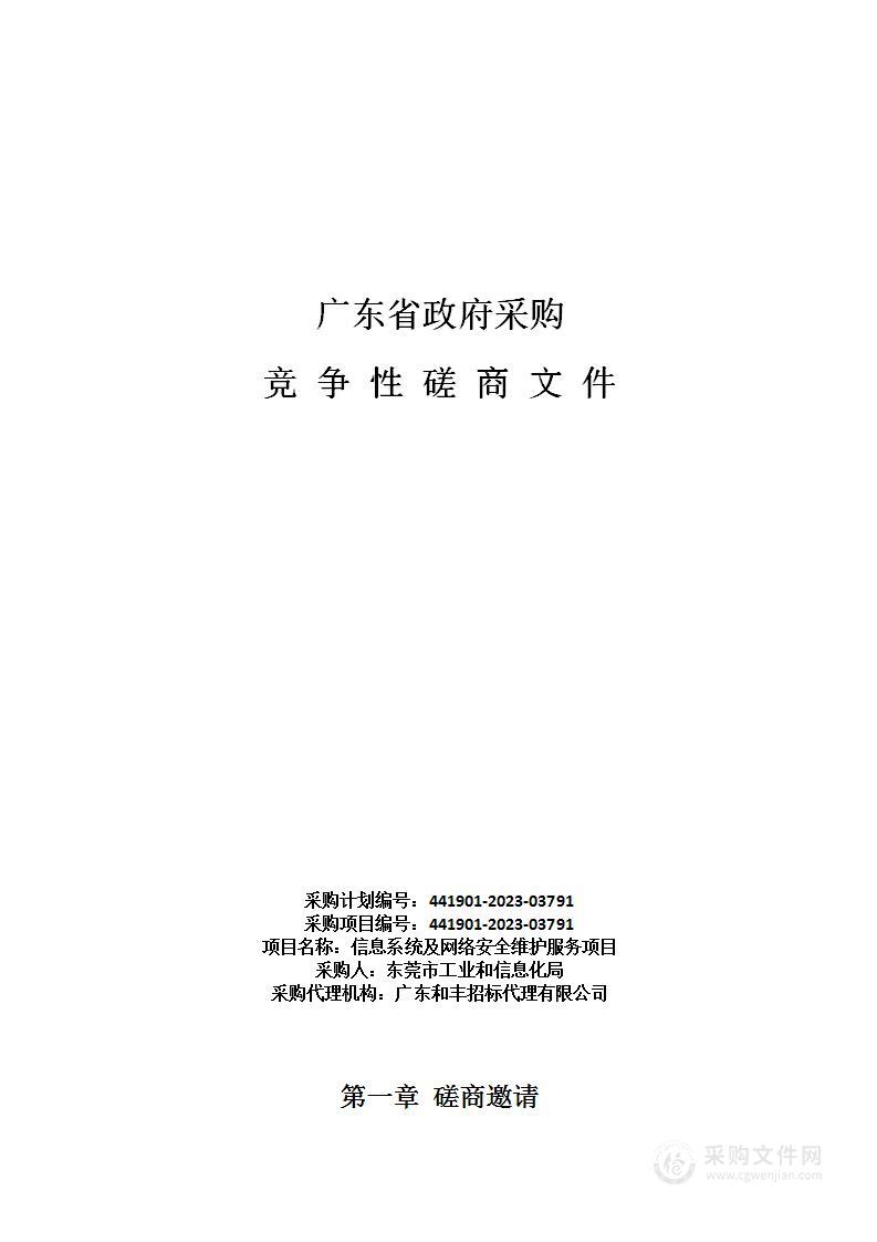 信息系统及网络安全维护服务项目