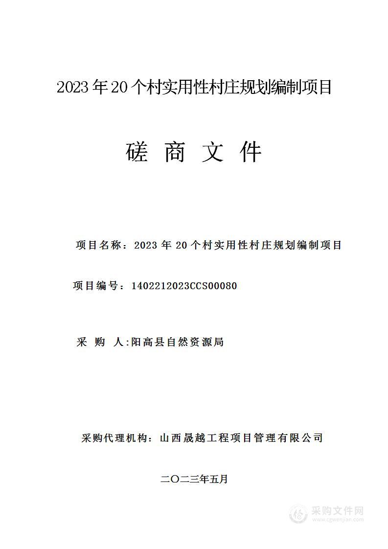 2023年20个村实用性村庄规划编制项目