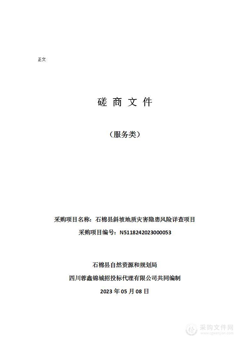 石棉县斜坡地质灾害隐患风险详查项目