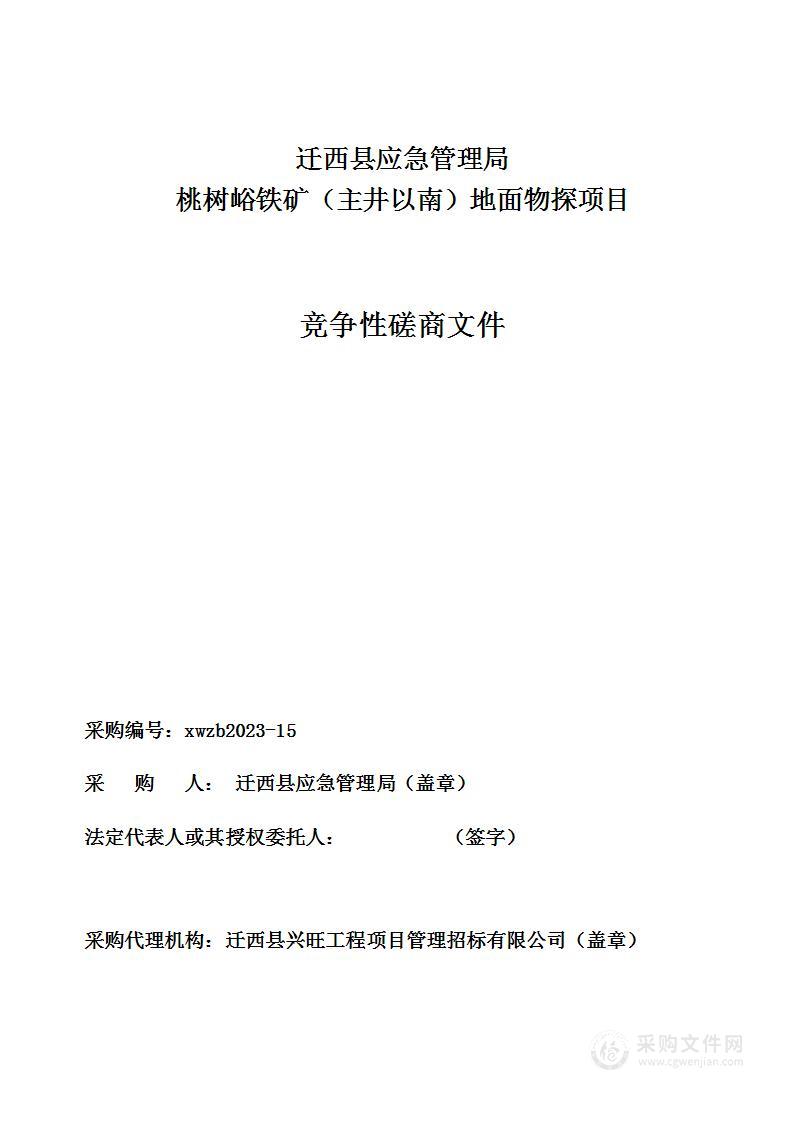 迁西县应急管理局桃树峪铁矿（主井以南）地面物探项目