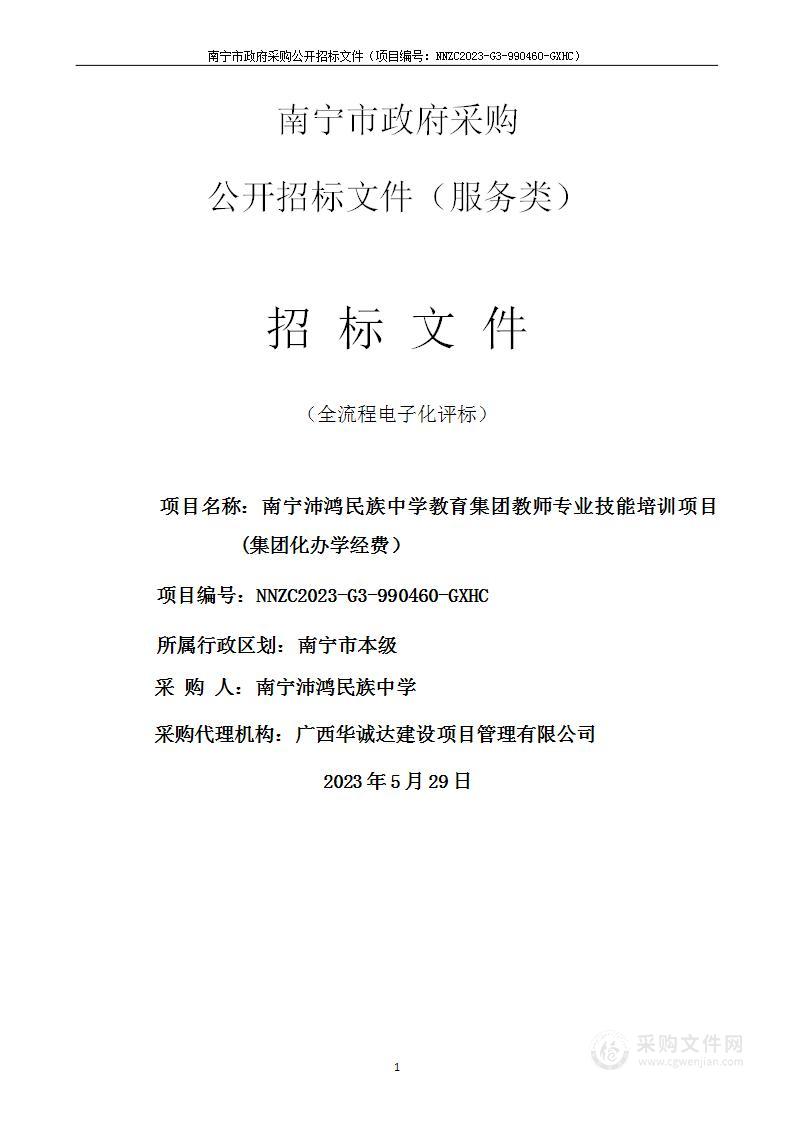 南宁沛鸿民族中学教育集团教师专业技能培训项目（集团化办学经费）