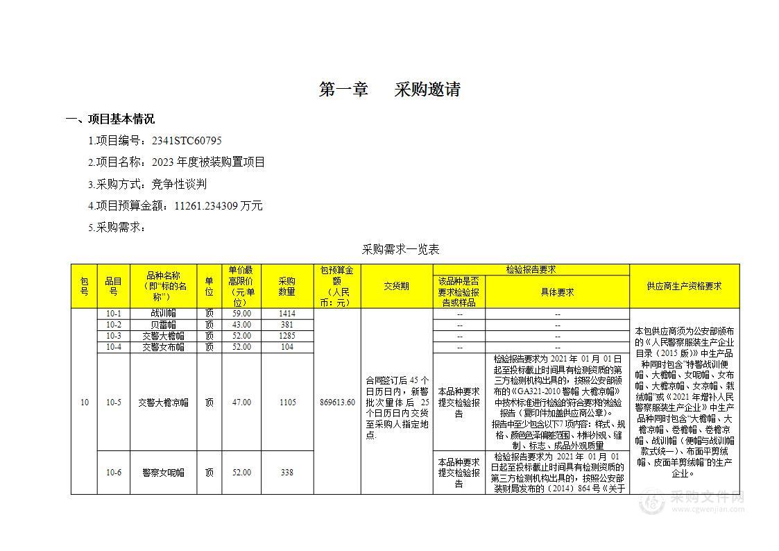 2023年度被装购置项目(第10包)