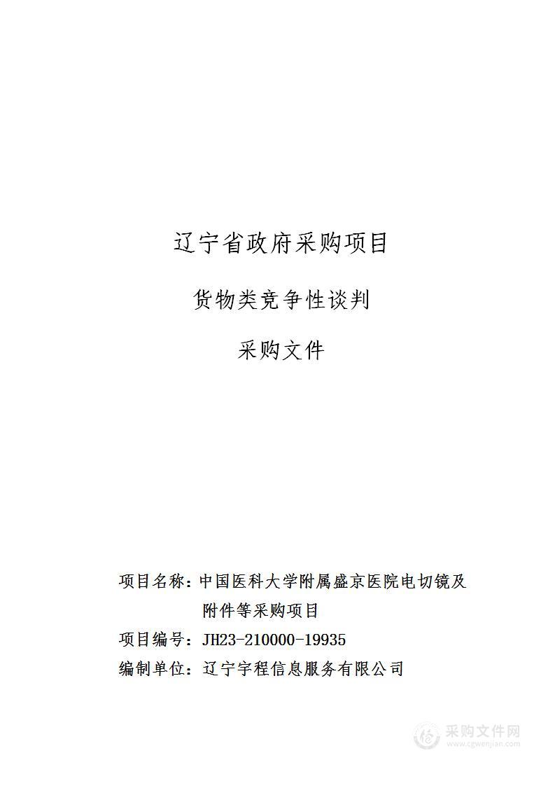 中国医科大学附属盛京医院电切镜及附件等采购项目