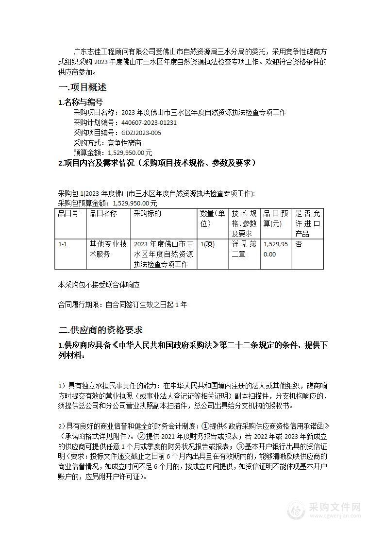 2023年度佛山市三水区年度自然资源执法检查专项工作