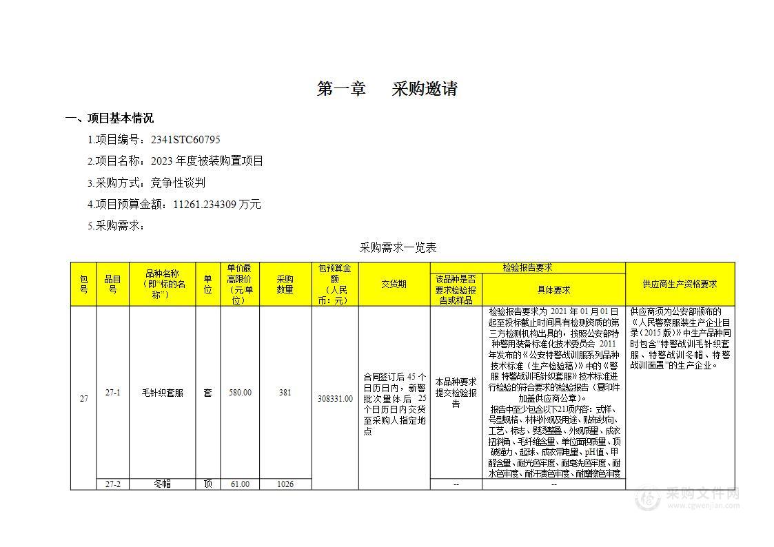 2023年度被装购置项目(第27包)