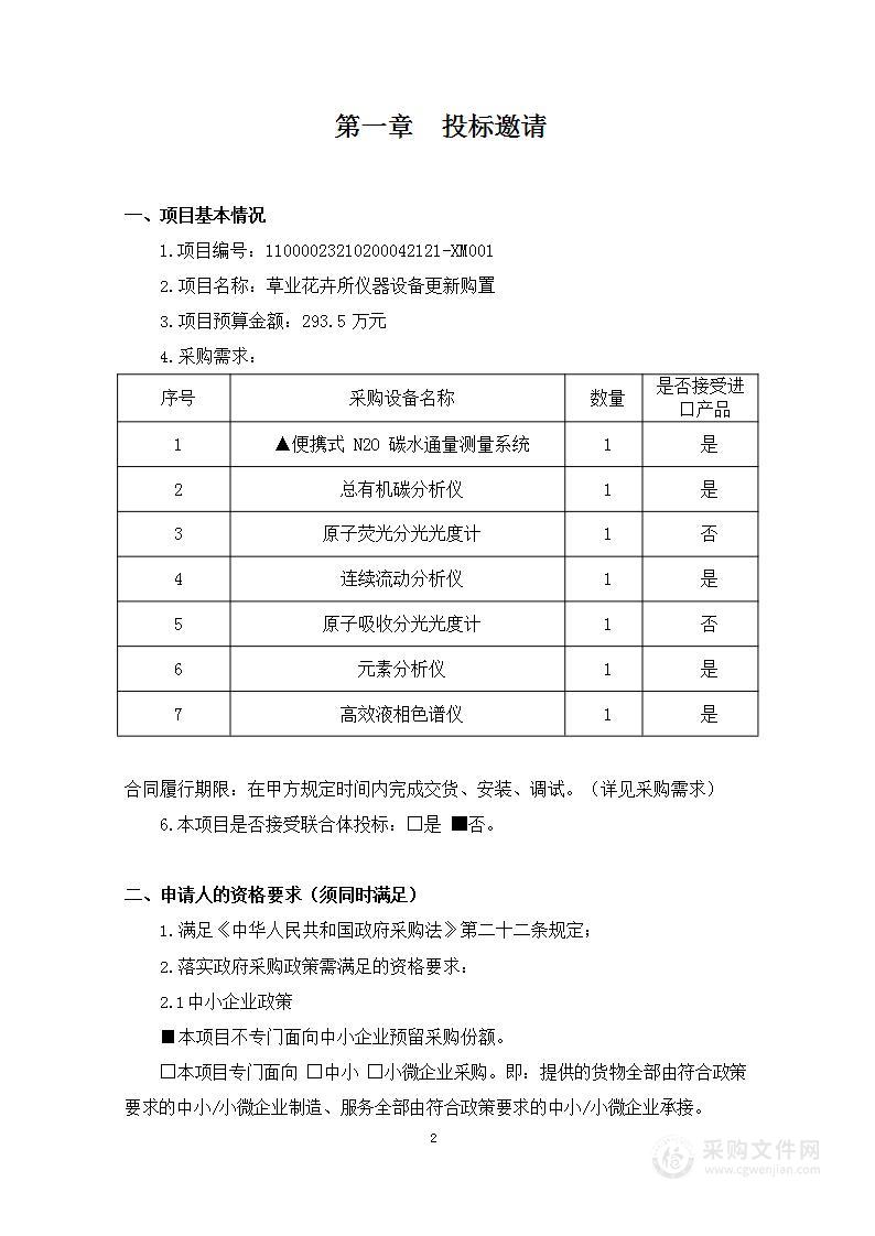 草业花卉所仪器设备更新购置