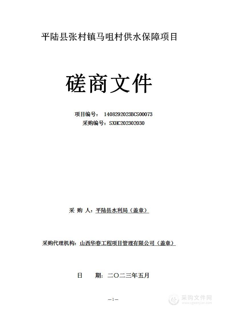 平陆县张村镇马咀村供水保障项目