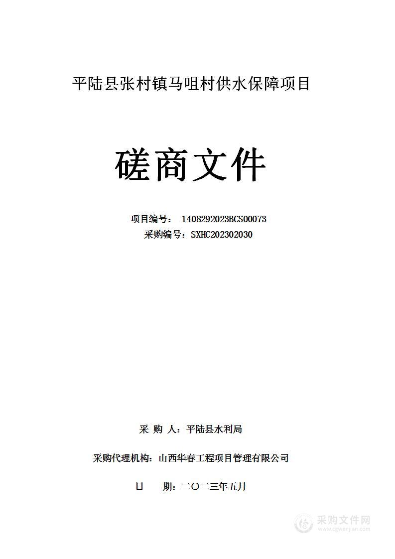 平陆县张村镇马咀村供水保障项目